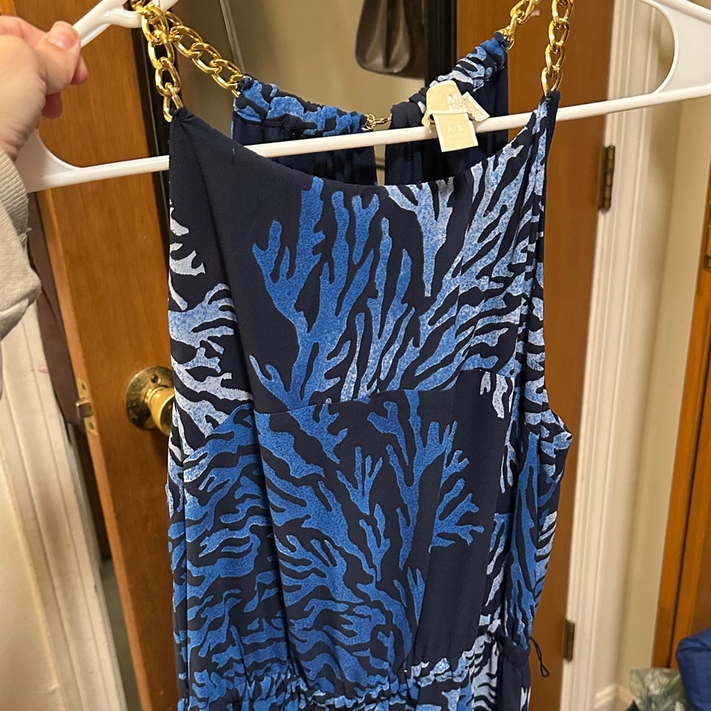 Michael Kors Navy Maxi Skirt with Blue Coral Print - Picture 4 of 7